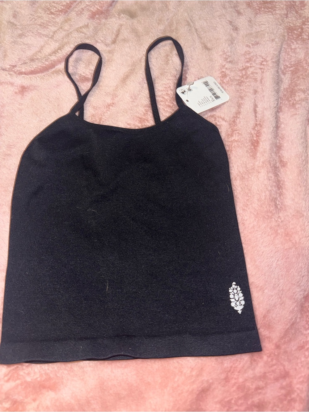 Black Women’s Spaghetti Strap Camisole with Subtle free people Embellishment